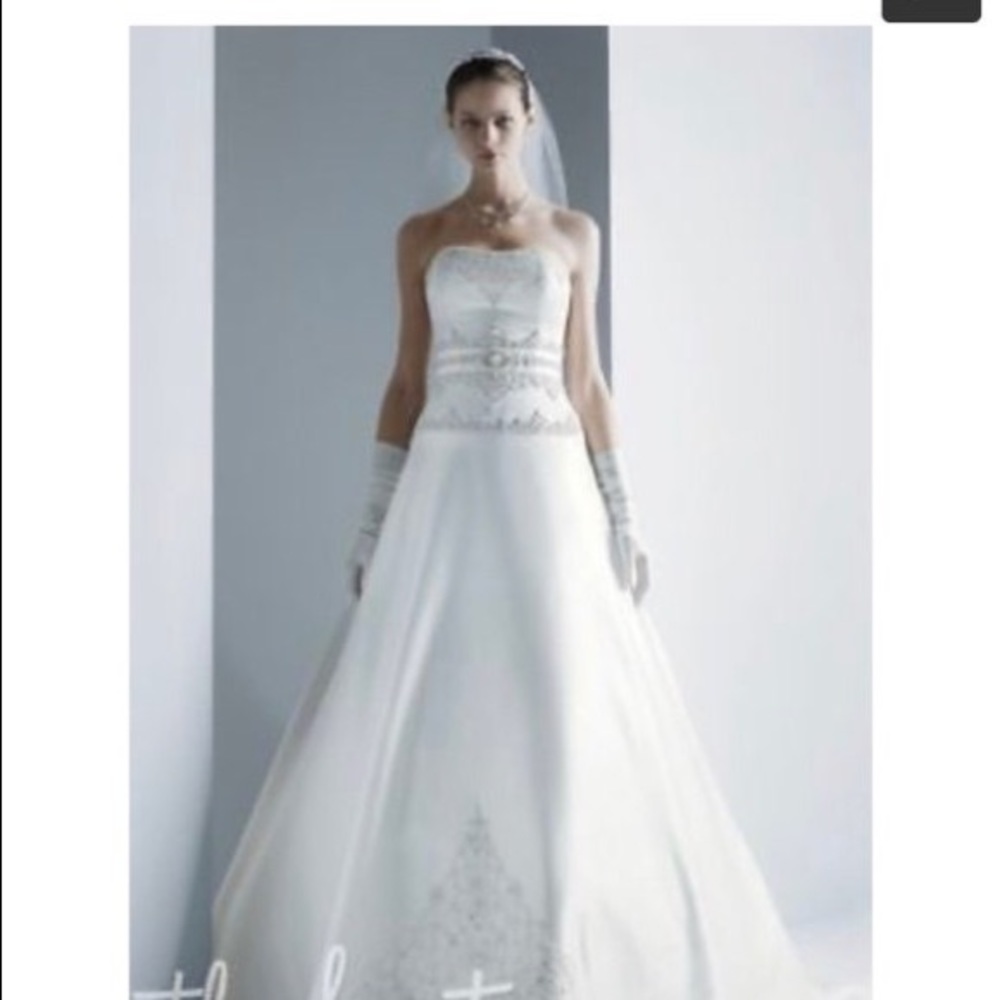 Oleg Cassini Wedding Strapless Dress size 14 Ivory